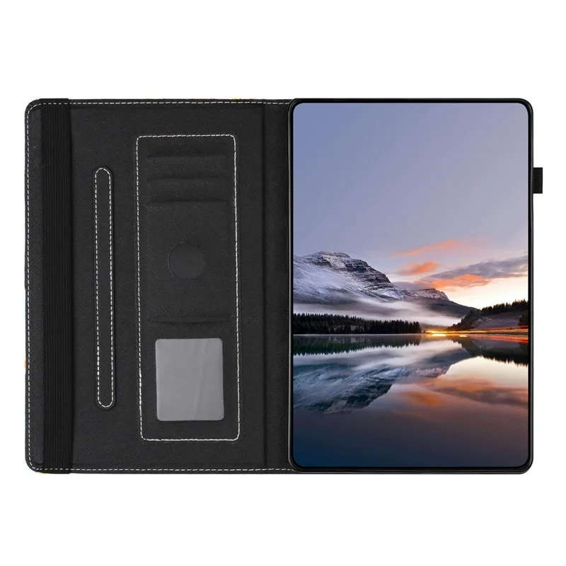 Capa de Couro com Estampa e Textura de Lichia para iPad 10,2 (2020) / (2019) / Air 10,5 polegadas (2019) / Pro 10,5 polegadas (2017) com Ranhura para Cartões e Capa com Ativação Automática Liga/Desliga - Flor