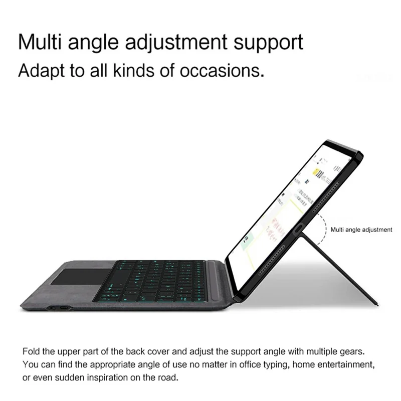 Für vivo Pad5e Ledertasche + Touchpad Bluetooth-kompatibles Tastatur mit Hintergrundbeleuchtung