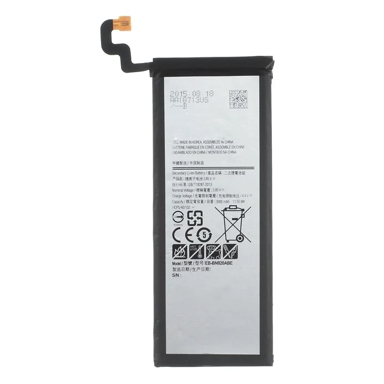 Para Samsung Galaxy Note5 SM-N920 3.85V 3000mah Li-ion Polymer Reemplazo de la Batería (encode: EB-BN920ABE) (sin Logotipo)