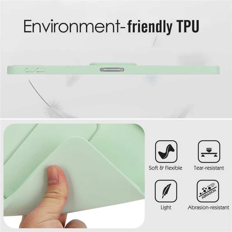 Tablet-Hülle für iPad Pro 12,9-Zoll (2018) / 12,9 (2020) / 12,9 (2021) / 12,9 (2022) TPU + PC Hautfreundliche Tablet-Hülle mit Ständer – Mintgrün