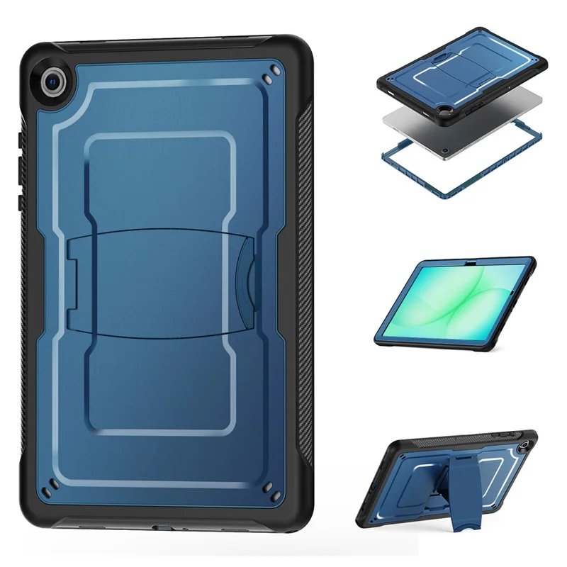 Funda para Samsung Galaxy Tab A11+ / A9+ de PC + TPE con soporte oculto de aleación de zinc - Azul marino