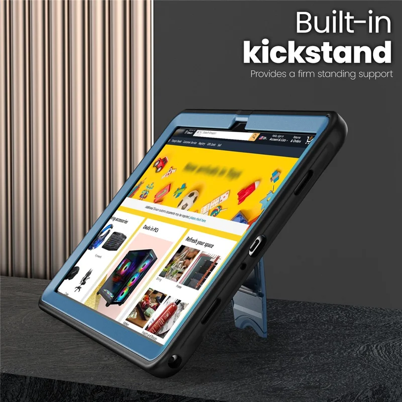 Funda para Samsung Galaxy Tab A11+ / A9+ de PC + TPE con soporte oculto de aleación de zinc - Azul marino