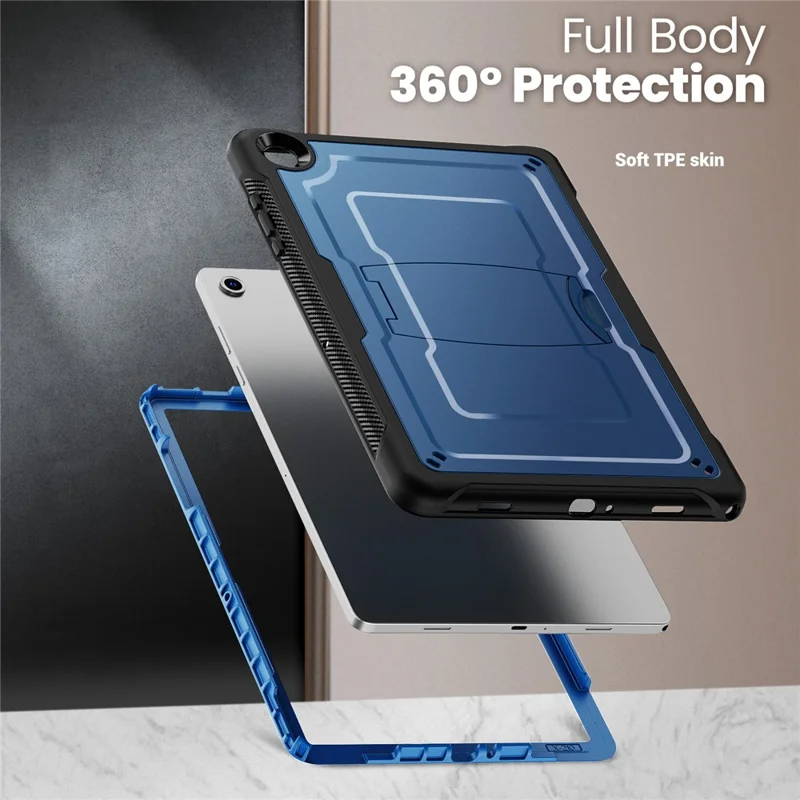 Funda para Samsung Galaxy Tab A11+ / A9+ de PC + TPE con soporte oculto de aleación de zinc - Azul marino