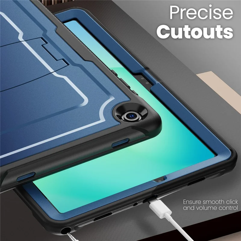 Funda para Samsung Galaxy Tab A11+ / A9+ de PC + TPE con soporte oculto de aleación de zinc - Azul marino