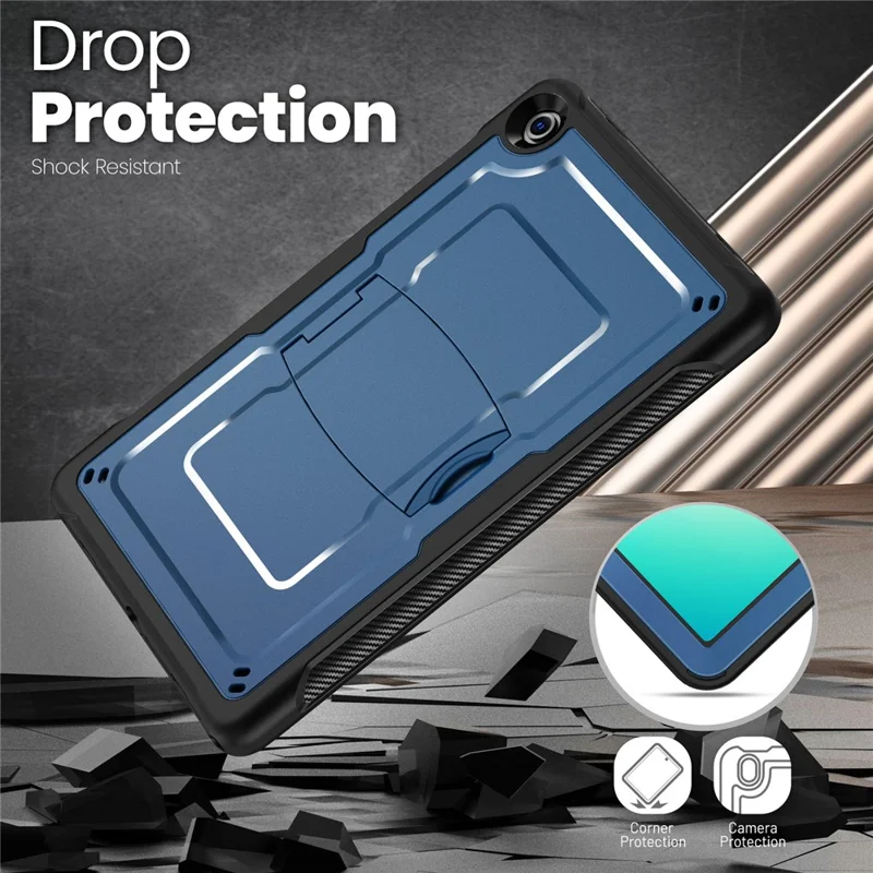 Funda para Samsung Galaxy Tab A11+ / A9+ de PC + TPE con soporte oculto de aleación de zinc - Azul marino