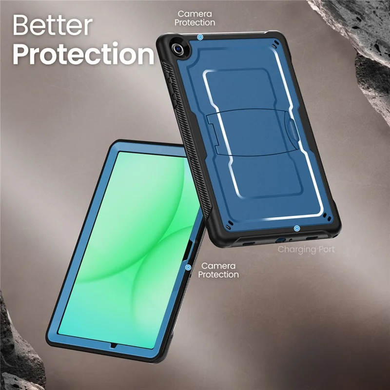 Funda para Samsung Galaxy Tab A11+ / A9+ de PC + TPE con soporte oculto de aleación de zinc - Azul marino