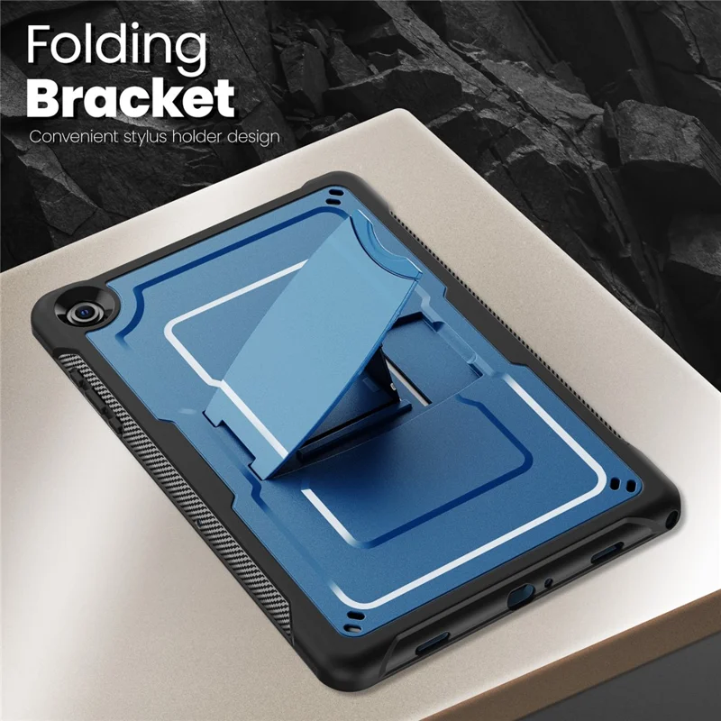 Funda para Samsung Galaxy Tab A11+ / A9+ de PC + TPE con soporte oculto de aleación de zinc - Azul marino