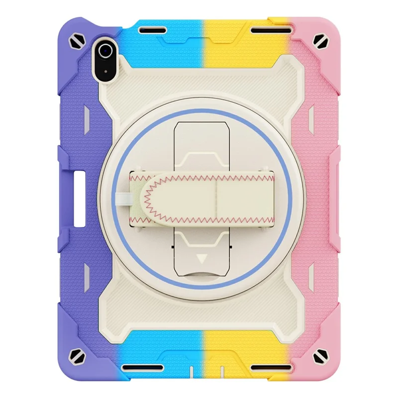 Чехол для iPad (2025) / iPad 10,9 (2022) с подставкой и наплечным ремнем, защитный чехол из поликарбоната и силикона — цветочный розовый