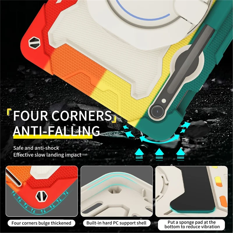 Ständerhülle für Samsung Galaxy Tab S10 Lite / S9 FE / S9 PC + Silikon stoßfester robuster Tablet-Schutz - farbenfrohes Rosa