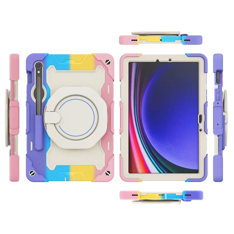 Ständerhülle für Samsung Galaxy Tab S10 Lite / S9 FE / S9 PC + Silikon stoßfester robuster Tablet-Schutz - farbenfrohes Rosa