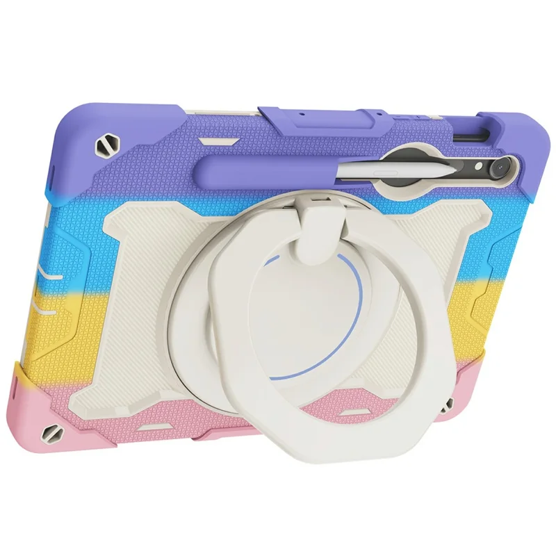 Ständerhülle für Samsung Galaxy Tab S10 Lite / S9 FE / S9 PC + Silikon stoßfester robuster Tablet-Schutz - farbenfrohes Rosa
