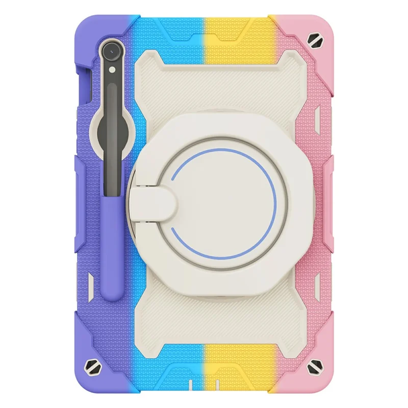 Ständerhülle für Samsung Galaxy Tab S10 Lite / S9 FE / S9 PC + Silikon stoßfester robuster Tablet-Schutz - farbenfrohes Rosa