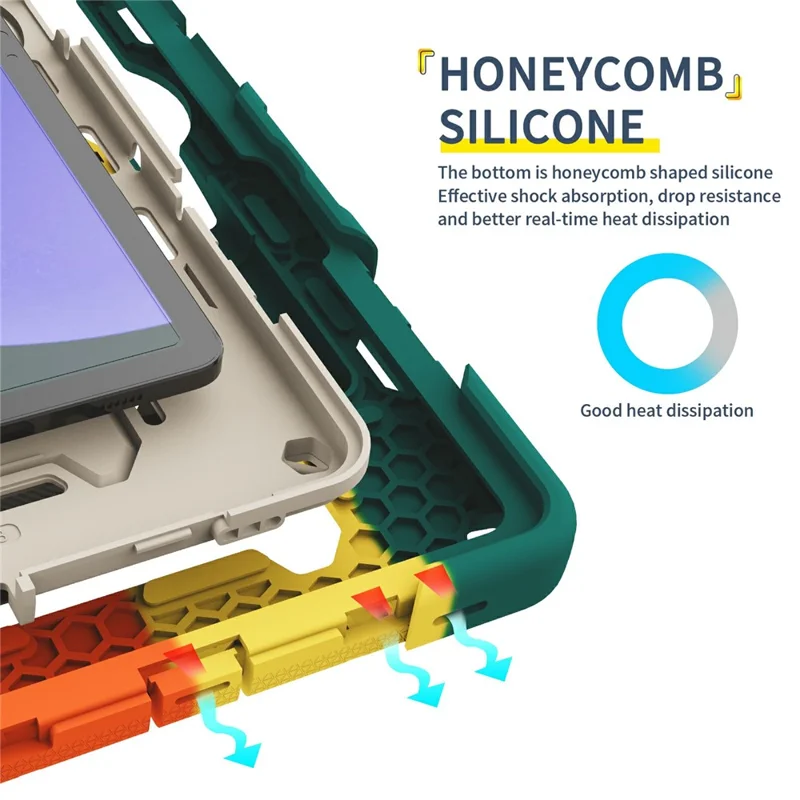 Ständerhülle für Samsung Galaxy Tab S10 Lite / S9 FE / S9 PC + Silikon stoßfester robuster Tablet-Schutz - farbenfrohes Rosa