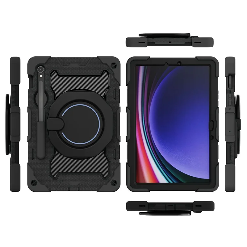 Capa com Suporte para Samsung Galaxy Tab S10 Lite / S9 FE / S9 PC + Capa Resistente Anti-choque em Silicone - Preto