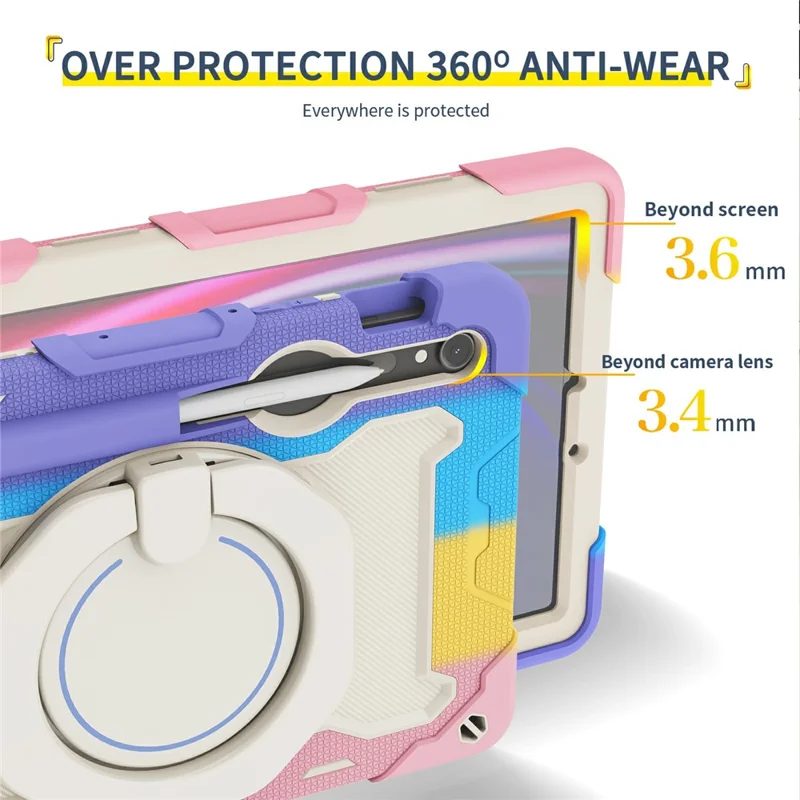 Capa com Suporte para Samsung Galaxy Tab S10 Lite / S9 FE / S9 PC + Capa Resistente Anti-choque em Silicone - Preto