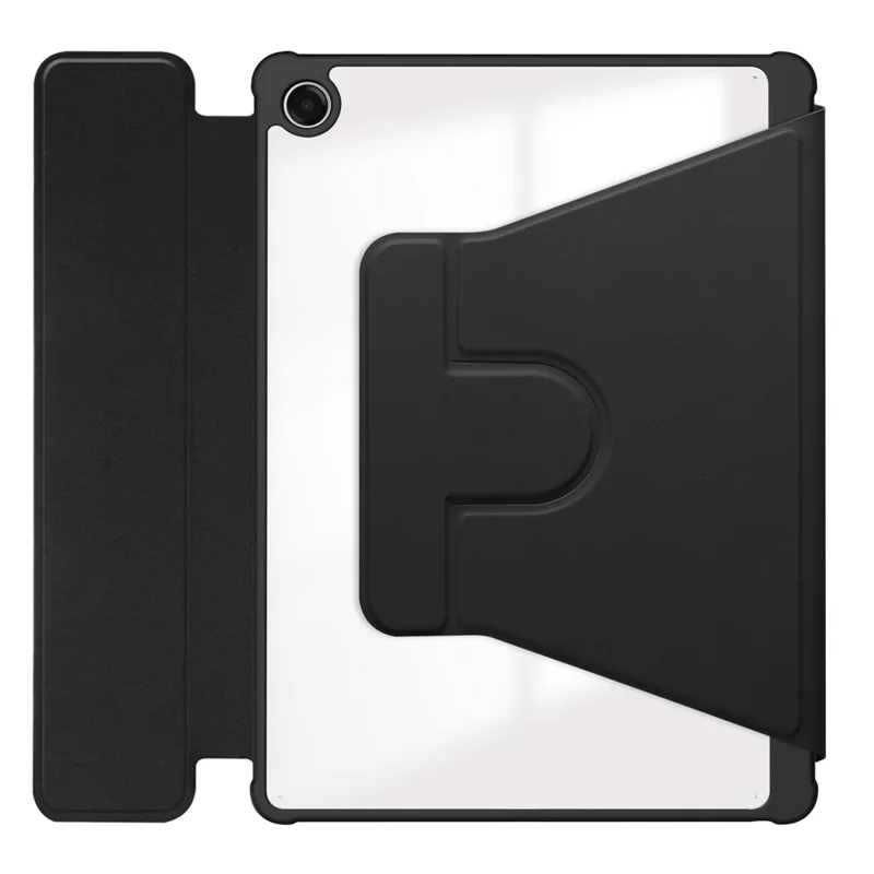 For Samsung Galaxy Tab A11+ Case 360° Rotary Stand PU Leather+Acrylic Tablet Cover (Without Keyboard) - Black