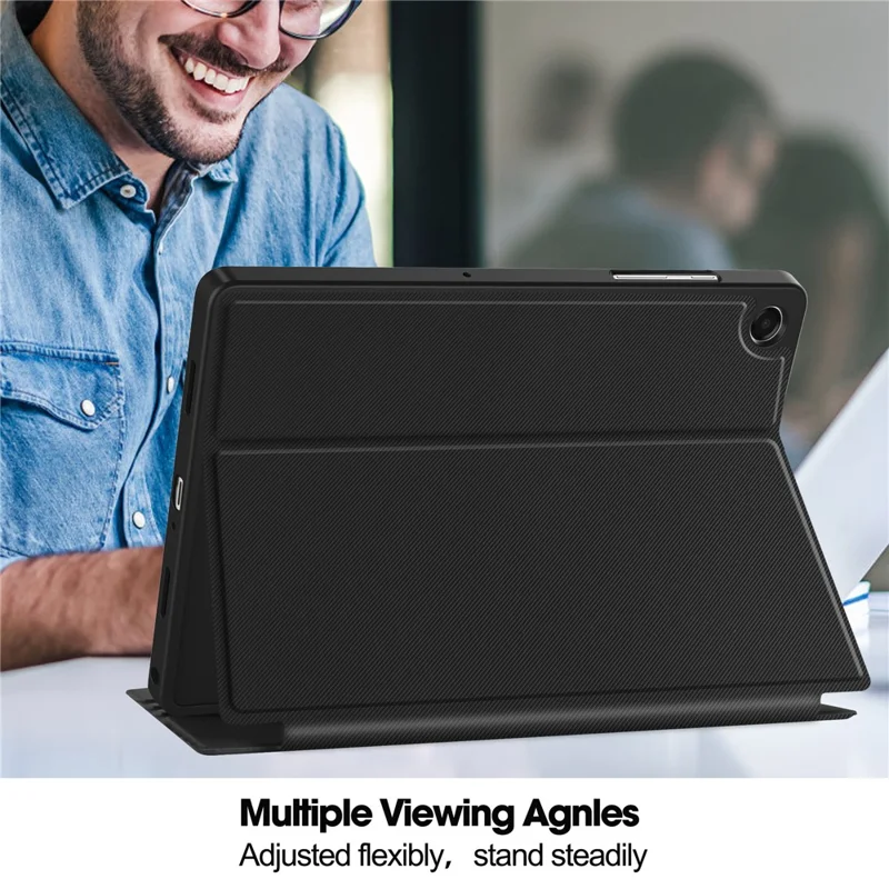 For Samsung Galaxy Tab A11+ Stand Case TPU Leather Front-Support Tablet Cover - Black