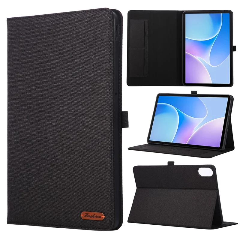 For Infinix Xpad 20 Case with Stand Card Holder Cloth Texture Leather Tablet Cover - Black