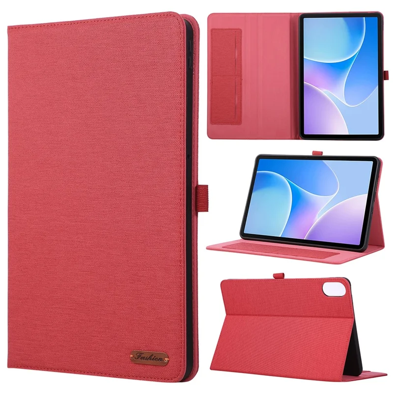For Infinix Xpad 20 Case with Stand Card Holder Cloth Texture Leather Tablet Cover - Red