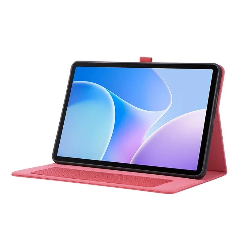 For Infinix Xpad 20 Case with Stand Card Holder Cloth Texture Leather Tablet Cover - Red