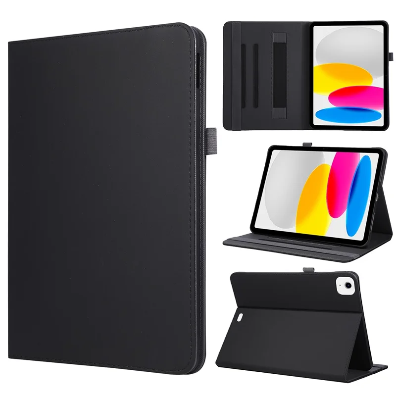 Tablet Case For iPad Air 13 (2025)  /  (2024)  /  Pro 12.9 (2022)  /  (2021)  /  (2020) Foldable Stand Leather Cover with Handheld Wristband - Black