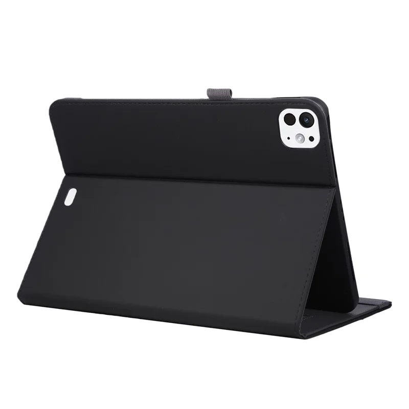 For iPad Pro 11 (2025)  /  (2024) Case Foldable Stand Leather Tablet Cover with Handheld Wristband - Black