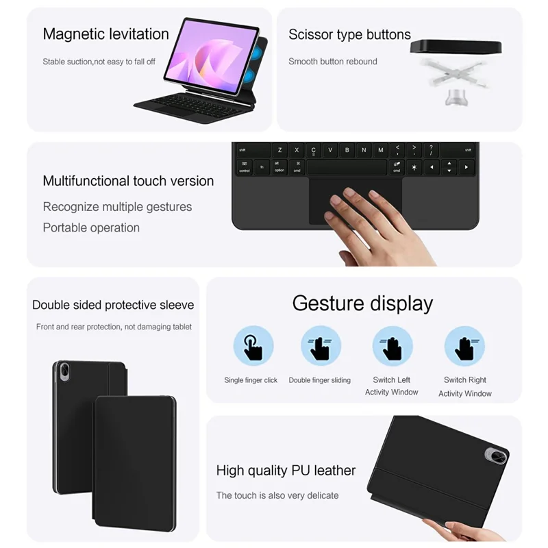 For Huawei MatePad 11.5 S (2025) Magnetic Floating Bluetooth-compatible Keyboard + Leather Tablet Case