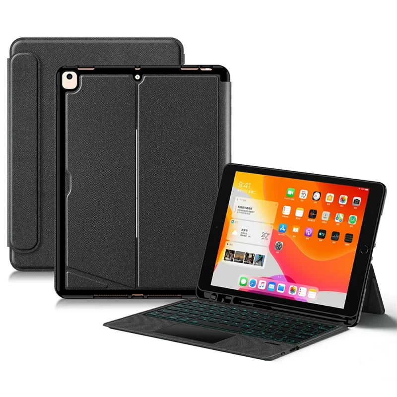 Leather Case for iPad 10.2 (2021)  /  (2020)  /  (2019)  /  iPad Air 10.5 inch (2019)  /  Pro 10.5-inch (2017) Bluetooth-Compatible Keyboard with Backlight Trackpad