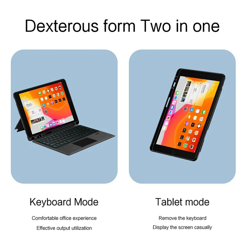 Leather Case for iPad 10.2 (2021)  /  (2020)  /  (2019)  /  iPad Air 10.5 inch (2019)  /  Pro 10.5-inch (2017) Bluetooth-Compatible Keyboard with Backlight Trackpad