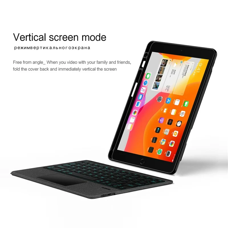 Leather Case for iPad 10.2 (2021)  /  (2020)  /  (2019)  /  iPad Air 10.5 inch (2019)  /  Pro 10.5-inch (2017) Bluetooth-Compatible Keyboard with Backlight Trackpad