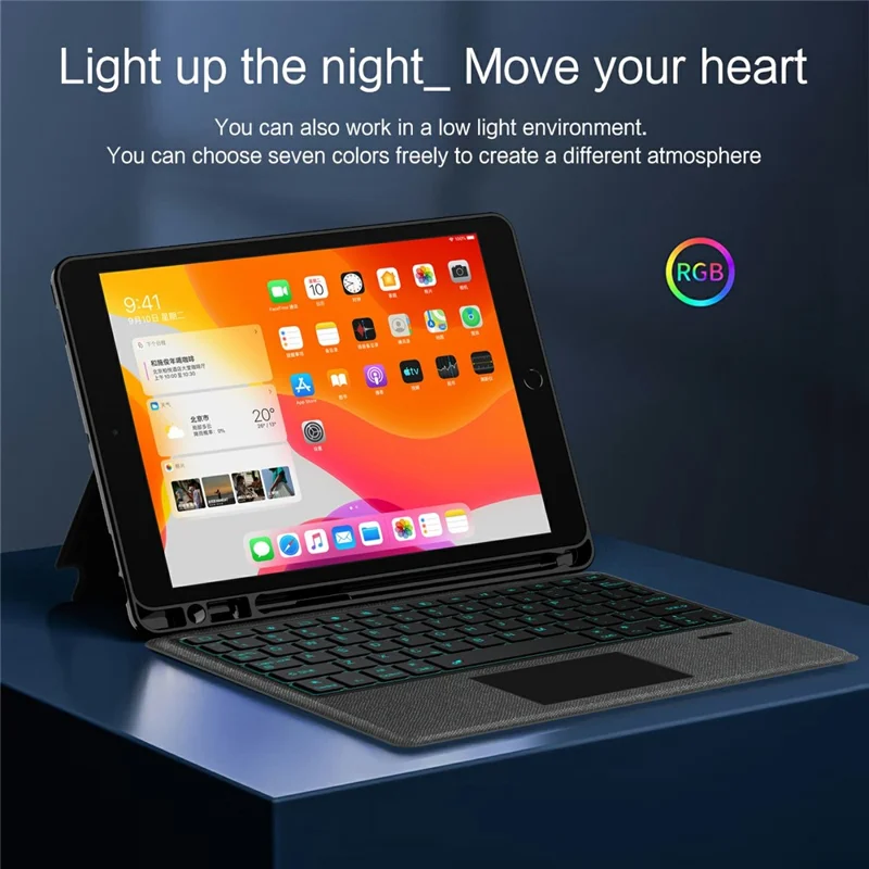 Leather Case for iPad 10.2 (2021)  /  (2020)  /  (2019)  /  iPad Air 10.5 inch (2019)  /  Pro 10.5-inch (2017) Bluetooth-Compatible Keyboard with Backlight Trackpad