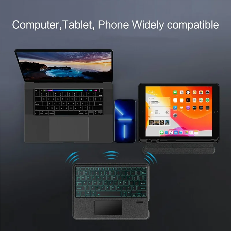 Leather Case for iPad 10.2 (2021)  /  (2020)  /  (2019)  /  iPad Air 10.5 inch (2019)  /  Pro 10.5-inch (2017) Bluetooth-Compatible Keyboard with Backlight Trackpad