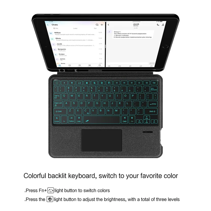 Leather Case for iPad 10.2 (2021)  /  (2020)  /  (2019)  /  iPad Air 10.5 inch (2019)  /  Pro 10.5-inch (2017) Bluetooth-Compatible Keyboard with Backlight Trackpad