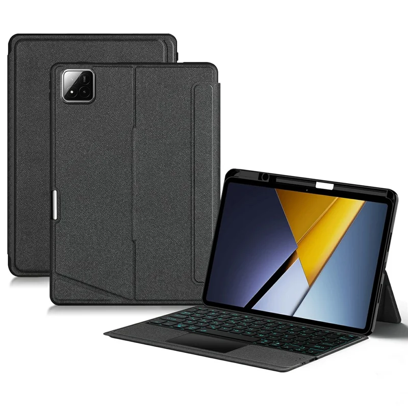 For Xiaomi Poco Pad X1 Leather Case + Bluetooth-Compatible Keyboard with Backlight Trackpad