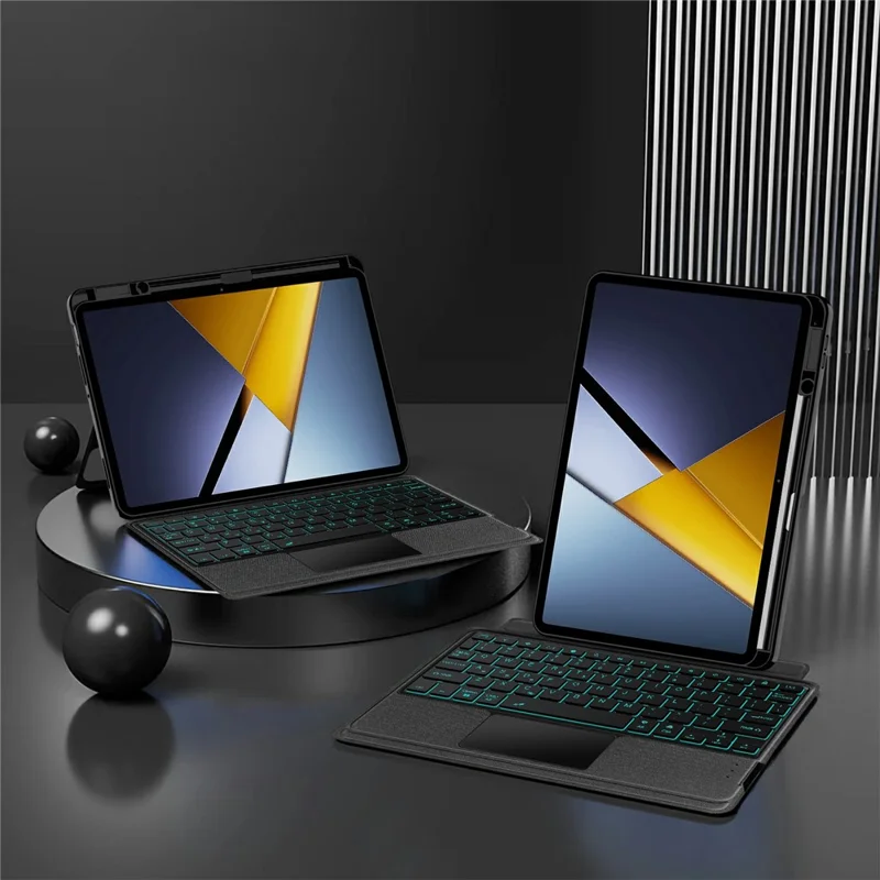 For Xiaomi Poco Pad X1 Leather Case + Bluetooth-Compatible Keyboard with Backlight Trackpad