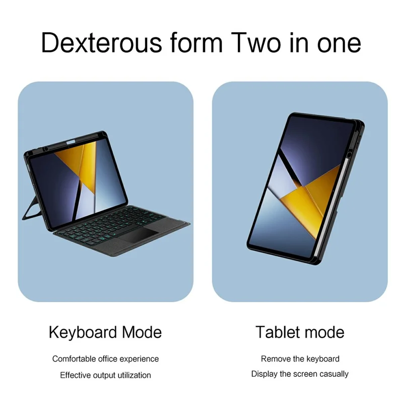 For Xiaomi Poco Pad X1 Leather Case + Bluetooth-Compatible Keyboard with Backlight Trackpad