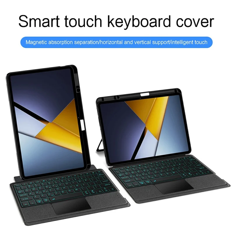 For Xiaomi Poco Pad X1 Leather Case + Bluetooth-Compatible Keyboard with Backlight Trackpad