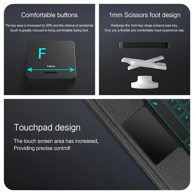 For Xiaomi Poco Pad X1 Leather Case + Bluetooth-Compatible Keyboard with Backlight Trackpad