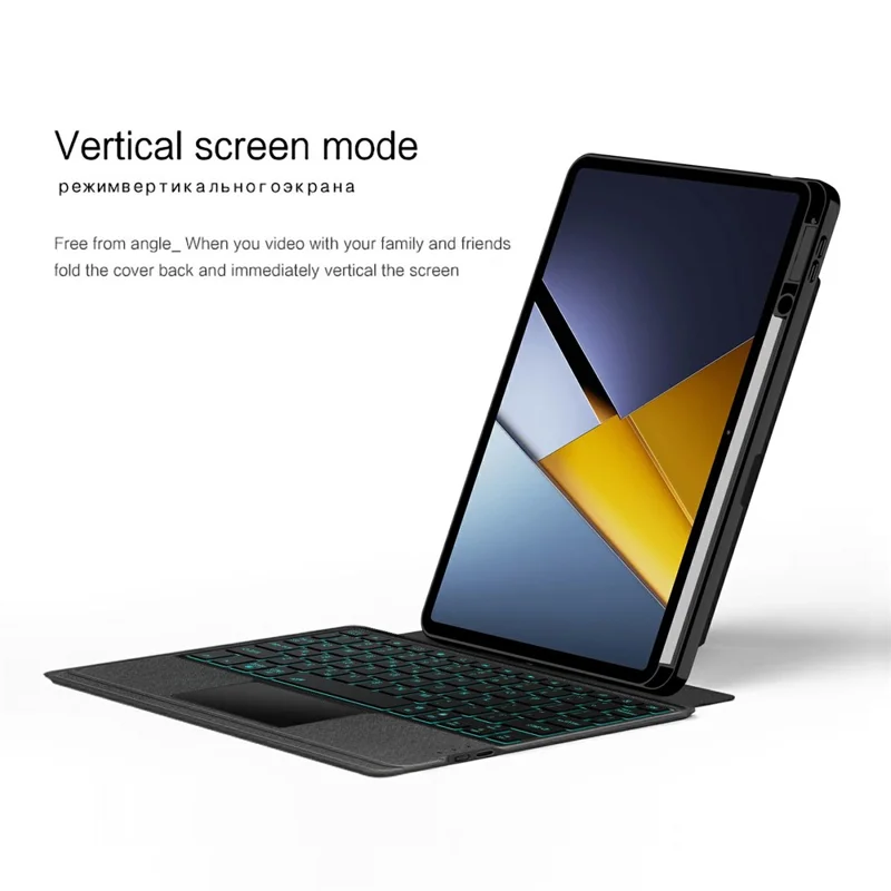 For Xiaomi Poco Pad X1 Leather Case + Bluetooth-Compatible Keyboard with Backlight Trackpad