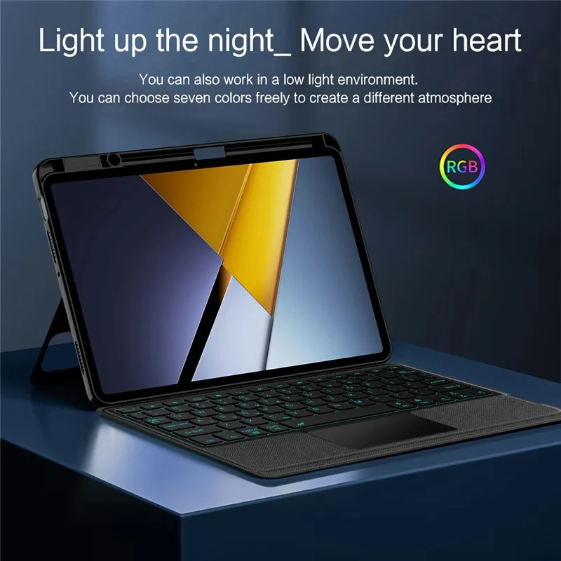 For Xiaomi Poco Pad X1 Leather Case + Bluetooth-Compatible Keyboard with Backlight Trackpad