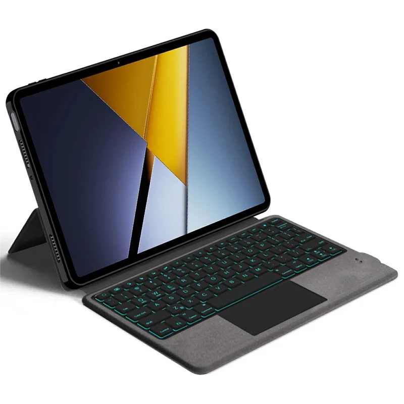Capa de Couro para Xiaomi Poco Pad X1 + Teclado Bluetooth com Touchpad e Retroiluminação