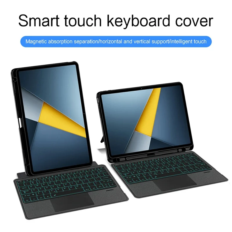 For Xiaomi Poco Pad M1 Leather Case + Bluetooth-Compatible Keyboard with Backlight Trackpad