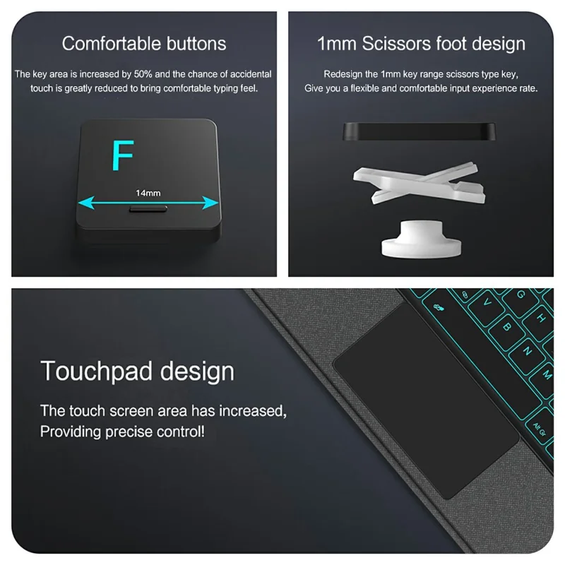 For Xiaomi Poco Pad M1 Leather Case + Bluetooth-Compatible Keyboard with Backlight Trackpad