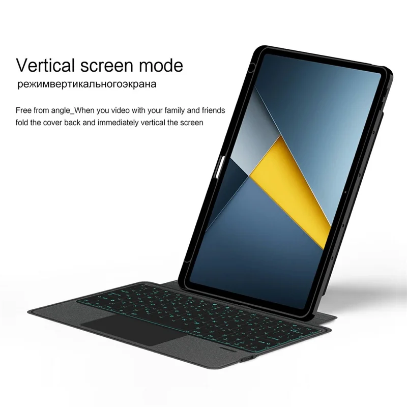 For Xiaomi Poco Pad M1 Leather Case + Bluetooth-Compatible Keyboard with Backlight Trackpad