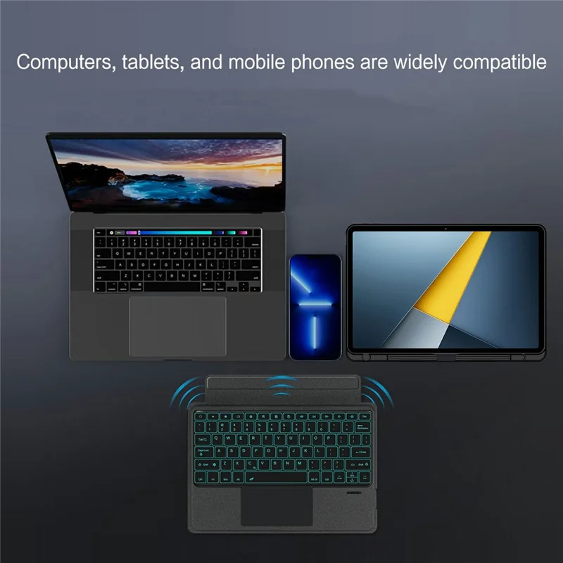 For Xiaomi Poco Pad M1 Leather Case + Bluetooth-Compatible Keyboard with Backlight Trackpad