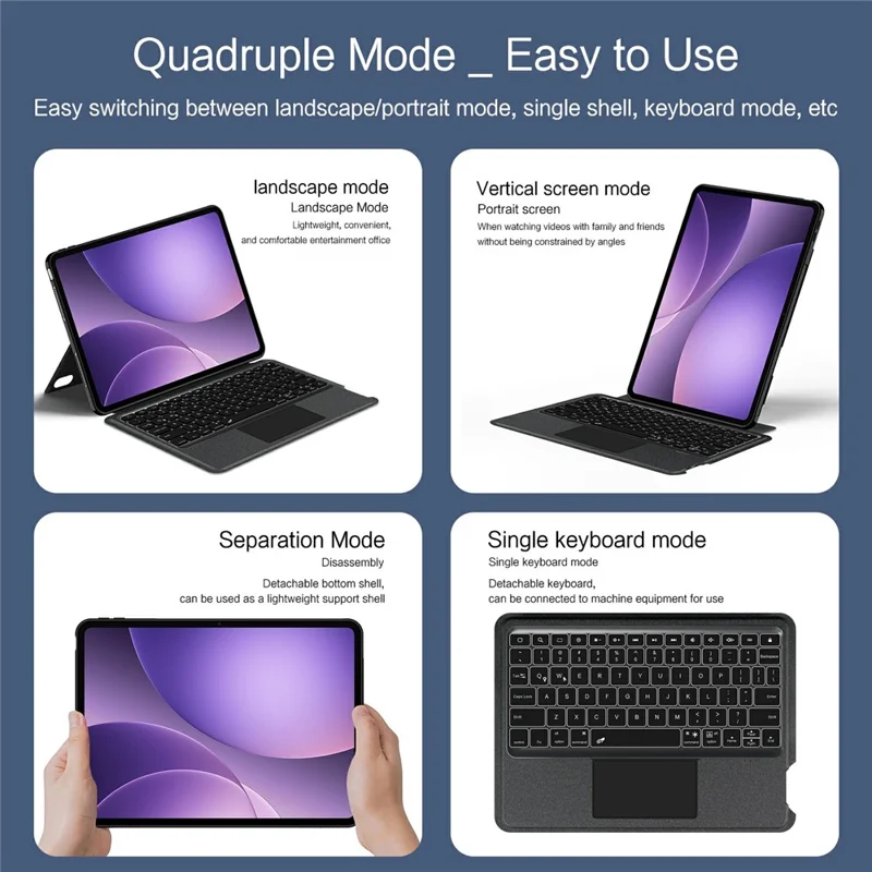 For Oppo Pad 5 Leather Case + Bluetooth-Compatible Keyboard with Backlight Trackpad