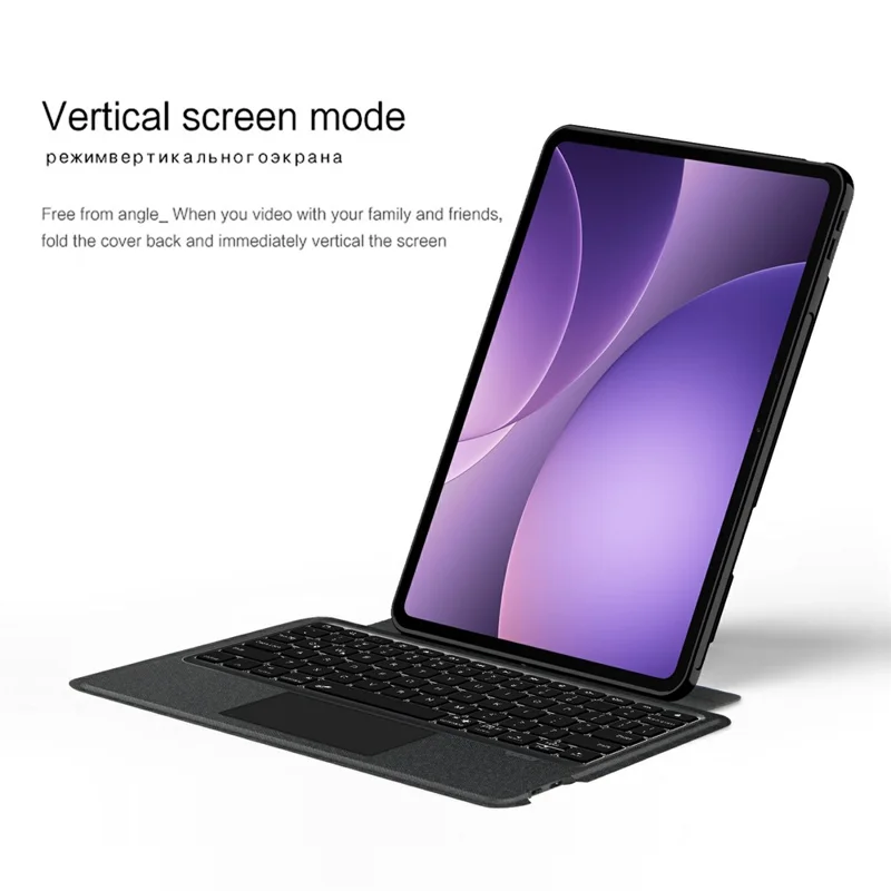 For Oppo Pad 5 Leather Case + Bluetooth-Compatible Keyboard with Backlight Trackpad