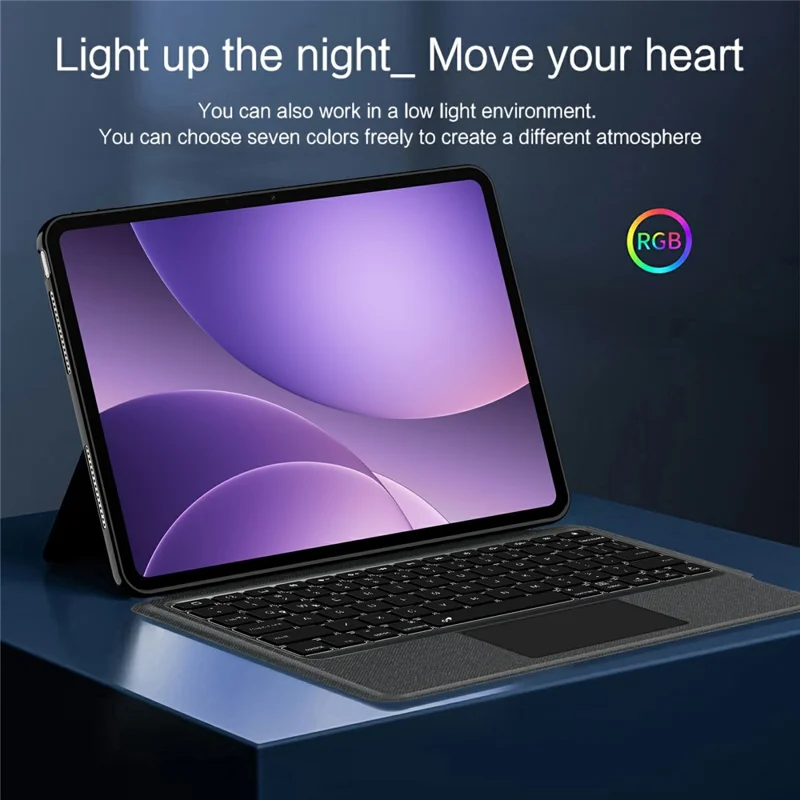 For Oppo Pad 5 Leather Case + Bluetooth-Compatible Keyboard with Backlight Trackpad