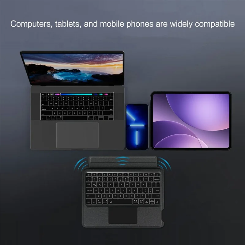 For Oppo Pad 5 Leather Case + Bluetooth-Compatible Keyboard with Backlight Trackpad