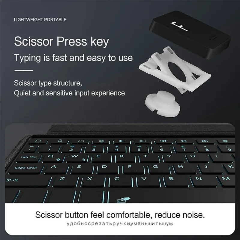 For Oppo Pad 5 Leather Case + Bluetooth-Compatible Keyboard with Backlight Trackpad